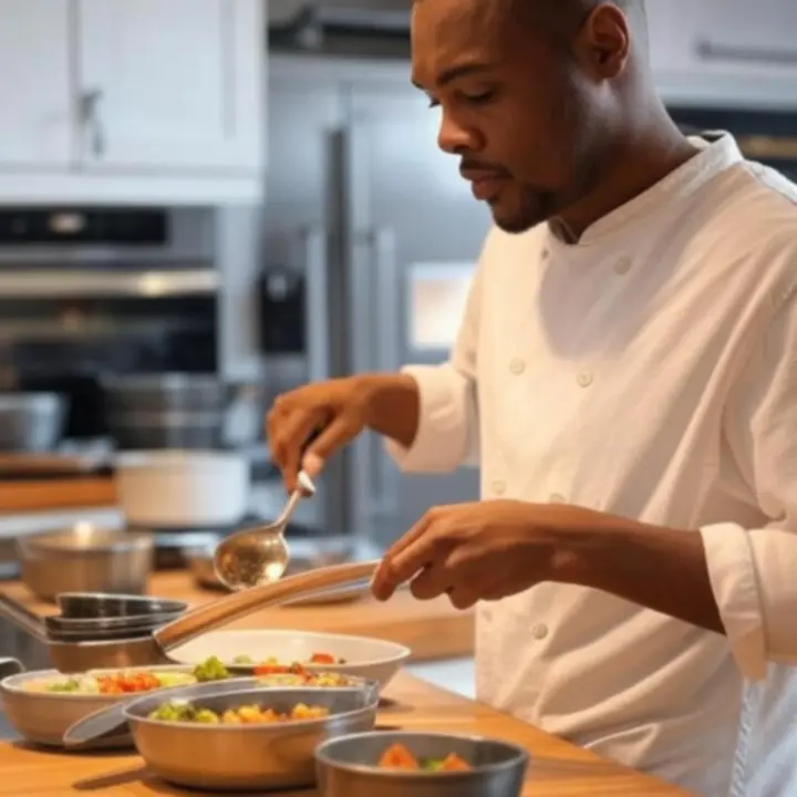 Gotowanie w designerskiej kuchni z użyciem nowoczesnych akcesoriów