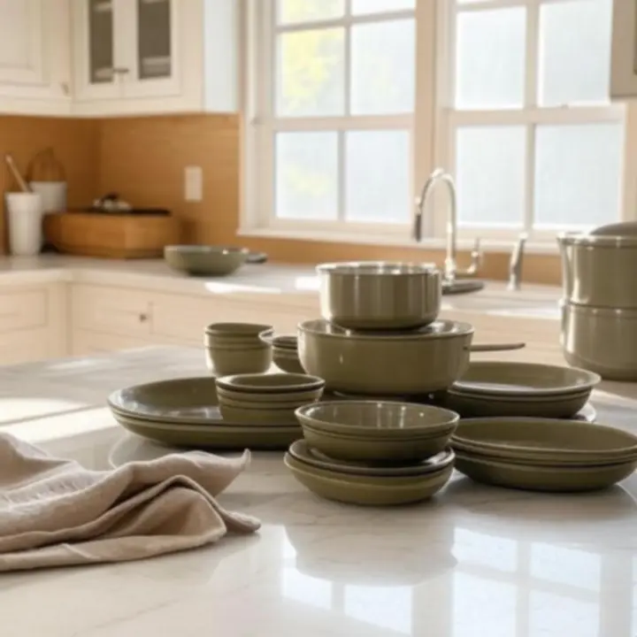 Nowoczesna, jasna kuchnia z eleganckimi akcesoriami kuchennymi